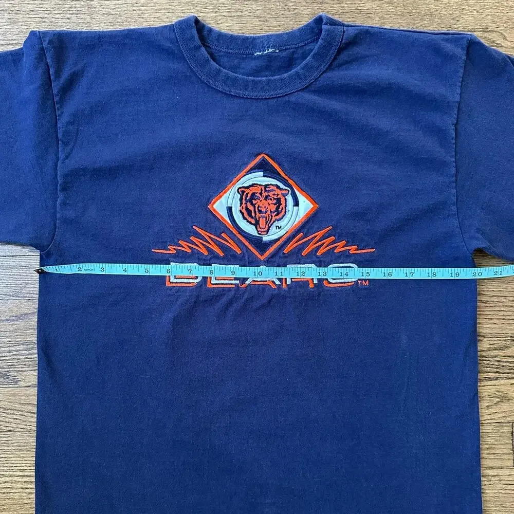 Vtg 90's Singel Stich Chicago Bears Navy Blue T-Shirt Size Large - Picture 4 of 6